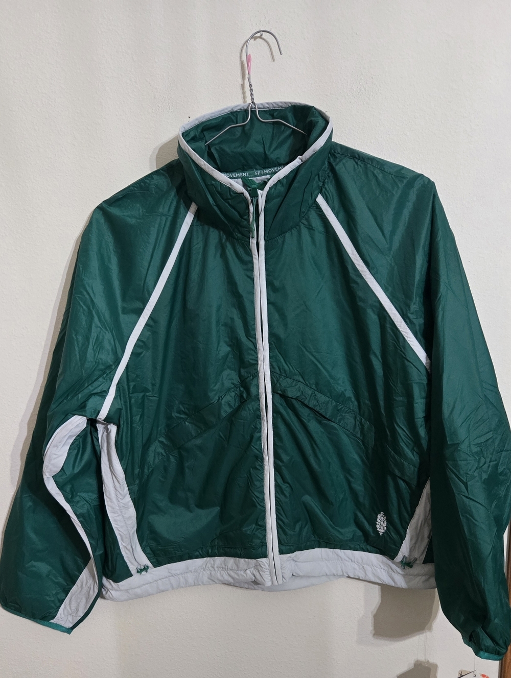 FP Movement by Free People Emerald Green Windbreaker with White Trim